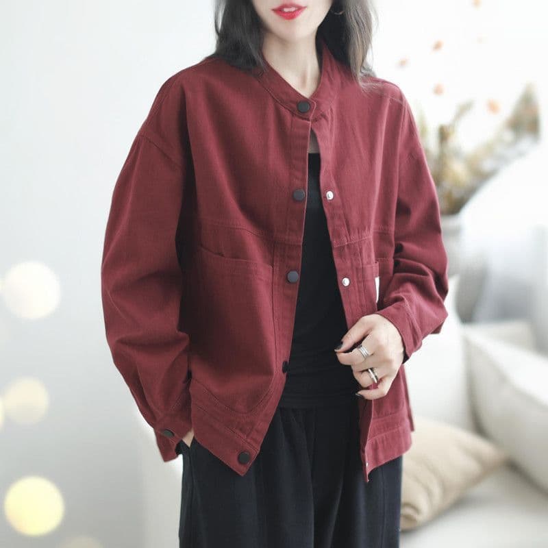 새로운 단색 여성 코트 가을 레트로 루즈핏 다용도 패션 캐주얼 작은 대중 재킷 맨위 조기 여성 이미지 5