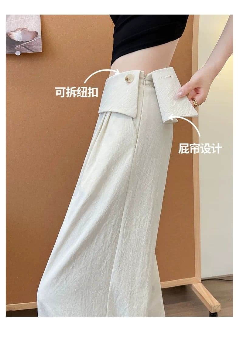 회색 방귀 커튼 정장 바지 여성 여름 디자인 센스 작은 대중 루즈핏 느긋한 바람 하이웨이스트 작은 키 도루 센스 와이드 레그 팬츠 상세 이미지 6