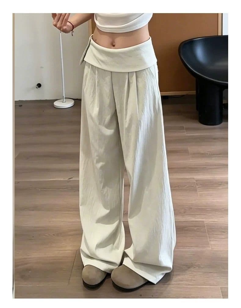 회색 방귀 커튼 정장 바지 여성 여름 디자인 센스 작은 대중 루즈핏 느긋한 바람 하이웨이스트 작은 키 도루 센스 와이드 레그 팬츠 상세 이미지 16