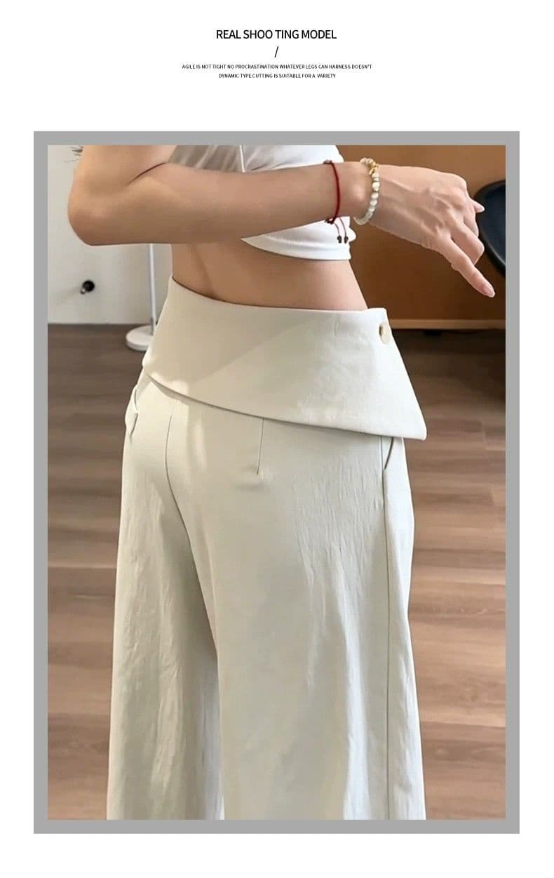 회색 방귀 커튼 정장 바지 여성 여름 디자인 센스 작은 대중 루즈핏 느긋한 바람 하이웨이스트 작은 키 도루 센스 와이드 레그 팬츠 상세 이미지 18