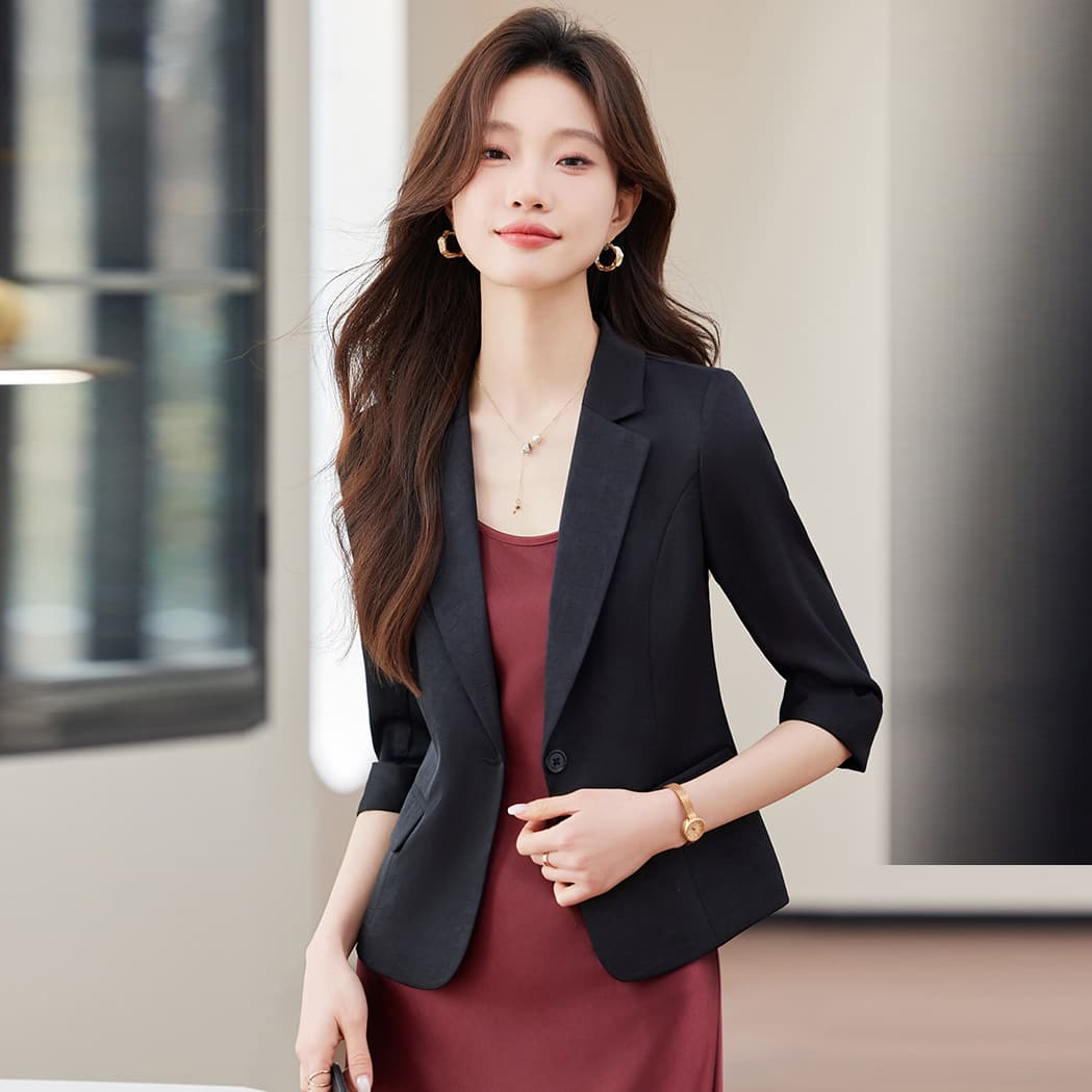 작은 양복 여성 코트 7부 소매 몸매 가꾸기 슬림해 보이는 한국 스타일 품격 얇은 스타일 빅 사이즈 작은 정장 캐주얼 상세 이미지 3