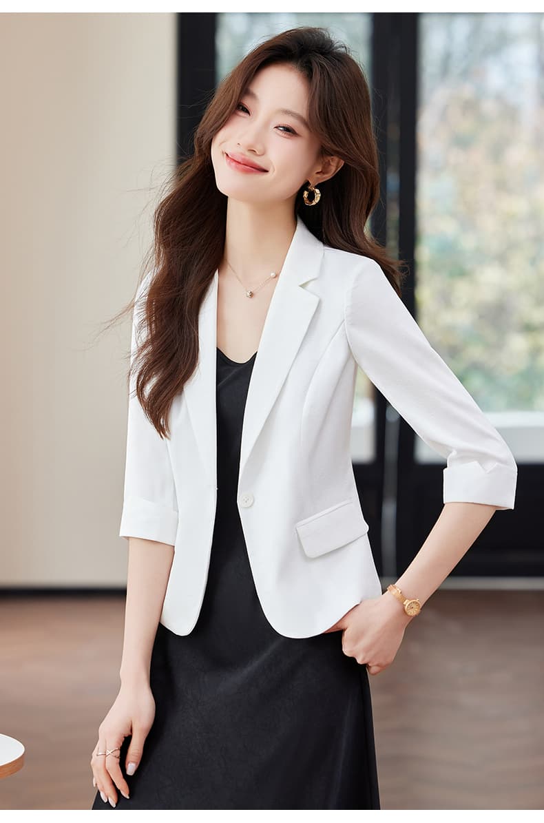작은 양복 여성 코트 7부 소매 몸매 가꾸기 슬림해 보이는 한국 스타일 품격 얇은 스타일 빅 사이즈 작은 정장 캐주얼 상세 이미지 9