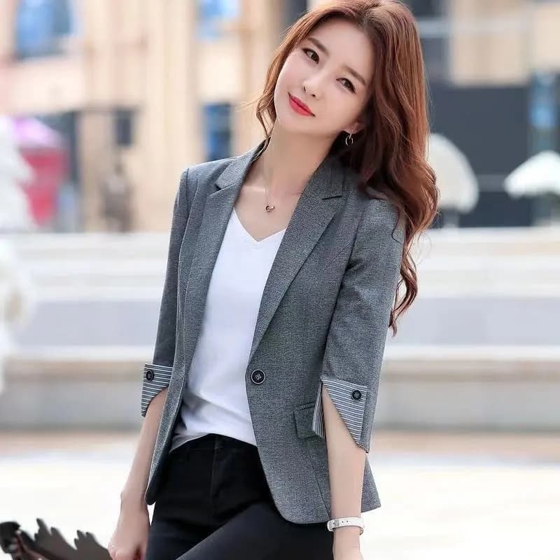 한국 스타일 작은 양복 여성 코트 새로운 한국 스타일 작은 키 7부 소매 비즈니스웨어 몸매 가꾸기 패션 정장 재킷 이미지 4