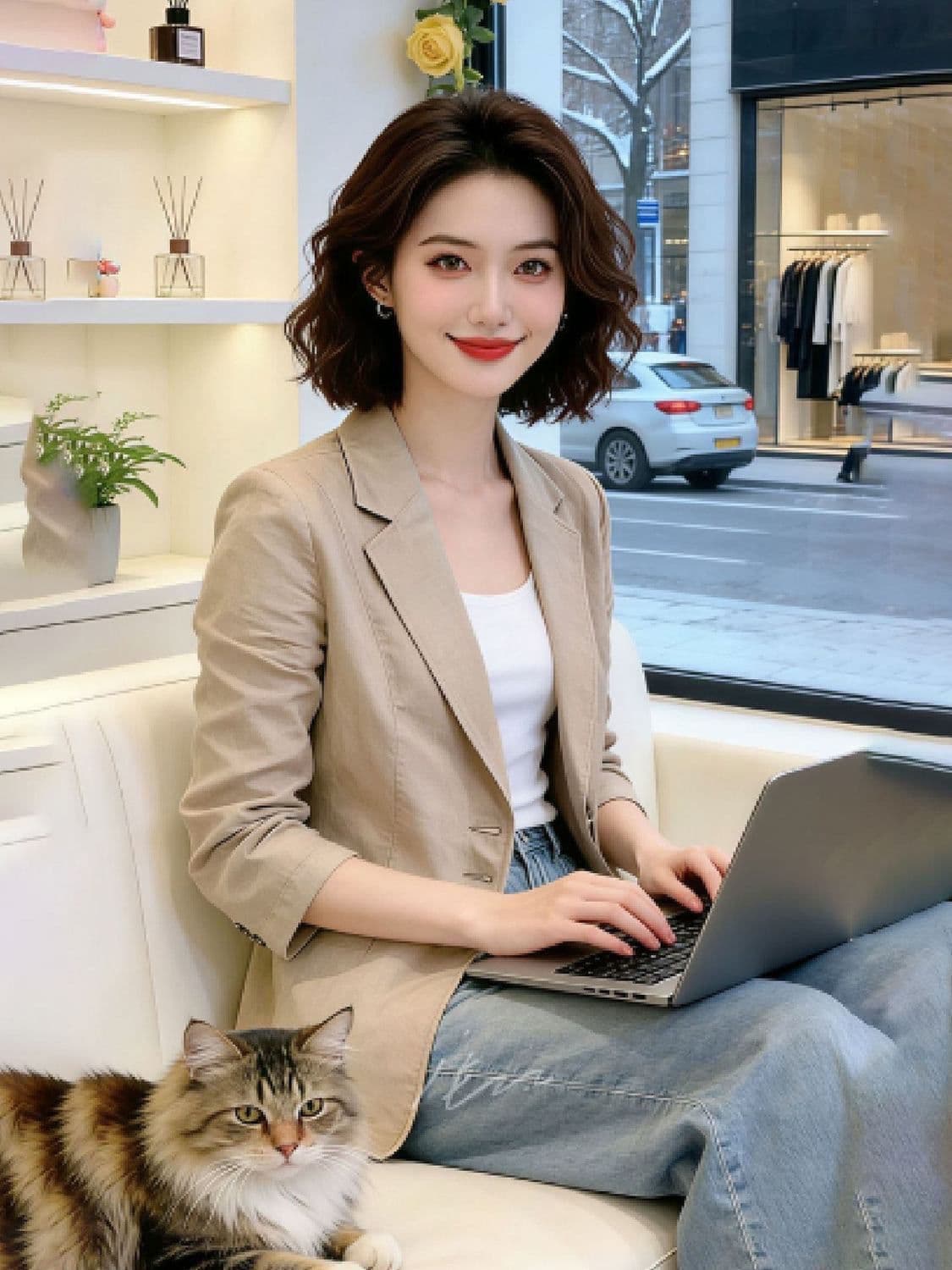 면 린넨 얇은 스타일 오래된 돈 바람 품격 몸매 가꾸기 슬림해 보이는 블레이저 봄 여름 품격 디자인 센스 미니멀리즘 얇은 여성 코트 상세 이미지 7