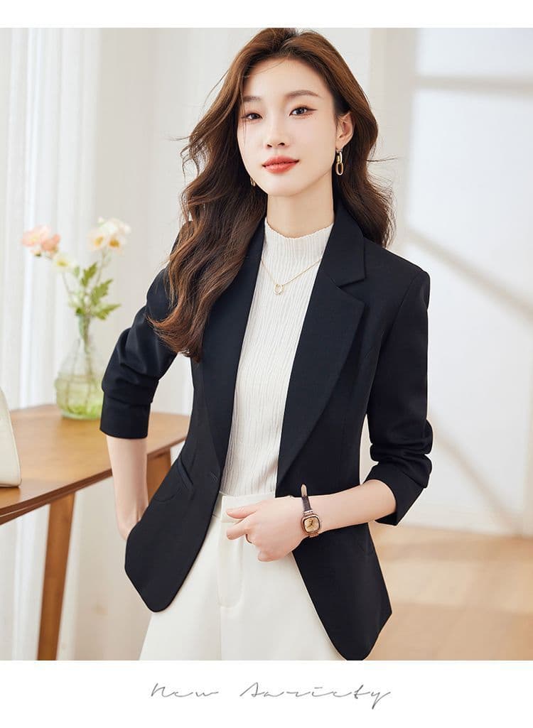 한국 스타일 커피 색상 정장 여성 코트 새로운 봄 가을 패션 다용도 빛 요리 한 바람 작은 키 캐주얼 정장 맨위 상세 이미지 25