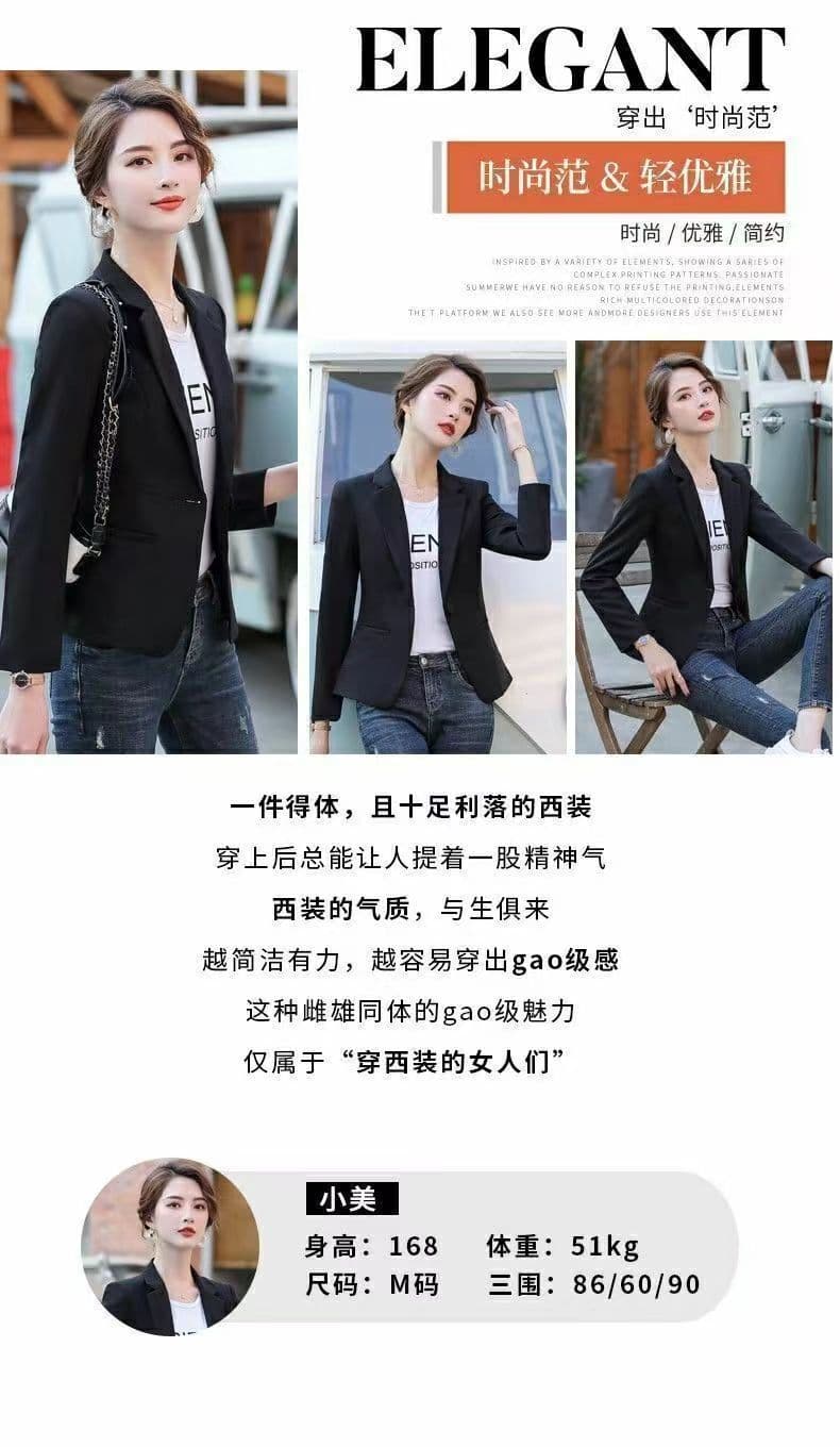 정장 칼라 재킷 여성 봄 가을 새로운 몸매 가꾸기 한국 스타일 캐주얼 다용도 작은 키 맨위 정장 출퇴근 상세 이미지 4