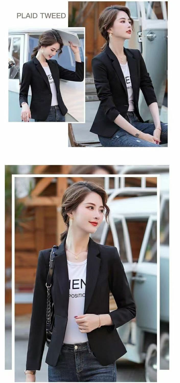 정장 칼라 재킷 여성 봄 가을 새로운 몸매 가꾸기 한국 스타일 캐주얼 다용도 작은 키 맨위 정장 출퇴근 상세 이미지 5