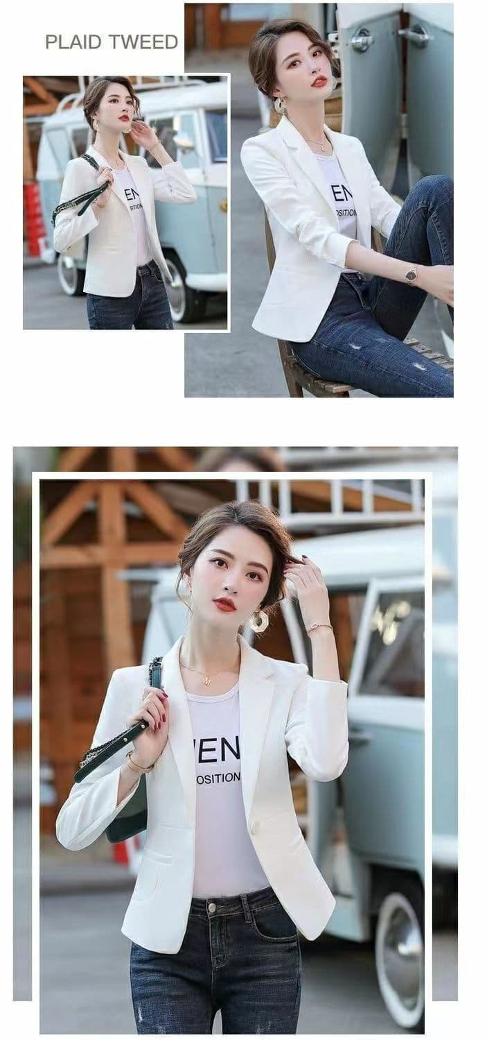 정장 칼라 재킷 여성 봄 가을 새로운 몸매 가꾸기 한국 스타일 캐주얼 다용도 작은 키 맨위 정장 출퇴근 상세 이미지 7