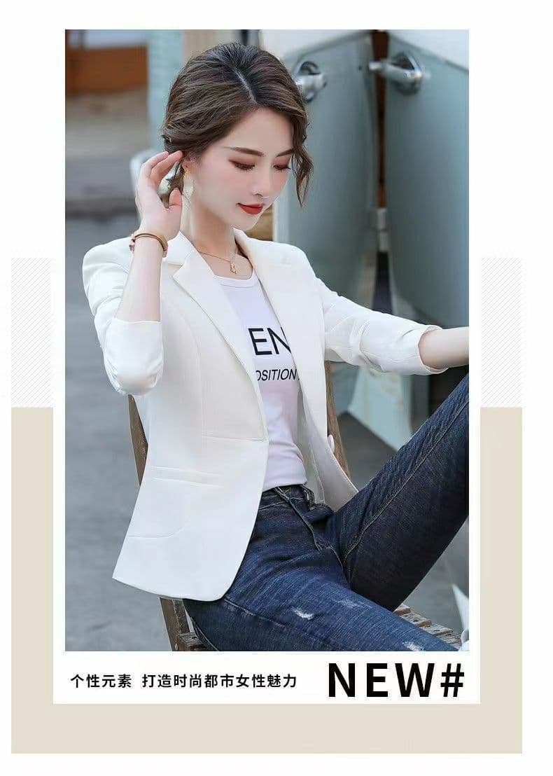 정장 칼라 재킷 여성 봄 가을 새로운 몸매 가꾸기 한국 스타일 캐주얼 다용도 작은 키 맨위 정장 출퇴근 상세 이미지 8