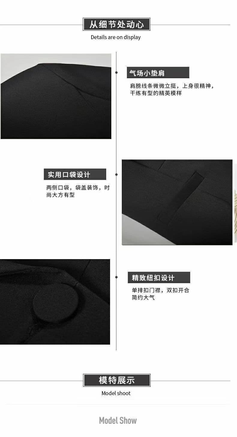 정장 칼라 재킷 여성 봄 가을 새로운 몸매 가꾸기 한국 스타일 캐주얼 다용도 작은 키 맨위 정장 출퇴근 상세 이미지 10