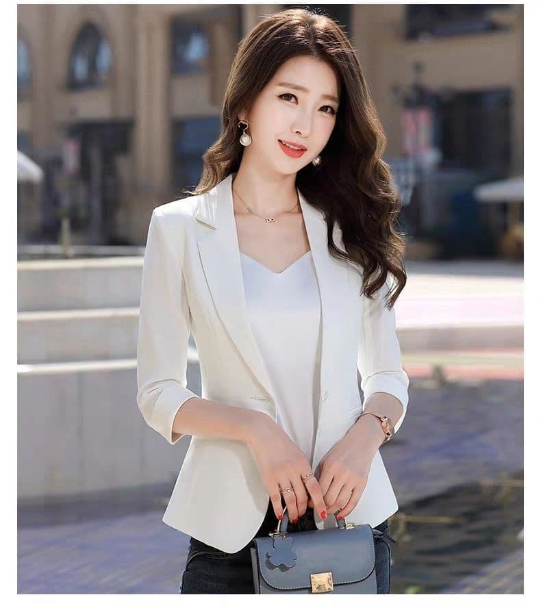 정장 7부 소매 재킷 여성 봄 가을 새로운 몸매 가꾸기 한국 스타일 캐주얼 다용도 작은 키 맨위 정장 출퇴근 상세 이미지 10