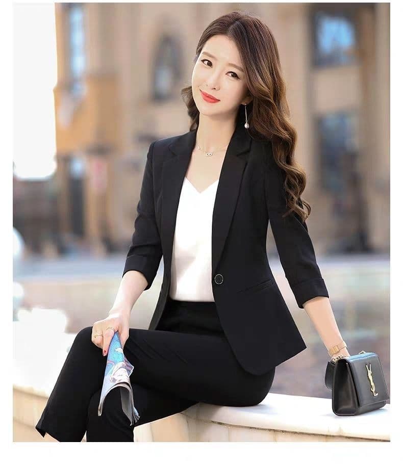 정장 7부 소매 재킷 여성 봄 가을 새로운 몸매 가꾸기 한국 스타일 캐주얼 다용도 작은 키 맨위 정장 출퇴근 상세 이미지 17