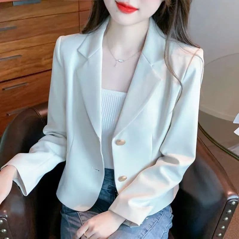 작은 키 쇼트 스타일 정장 여성 코트 2026 봄 새로운 패션 품격 작은 정장 디자인 센스 작은 대중 맨위 이미지 3