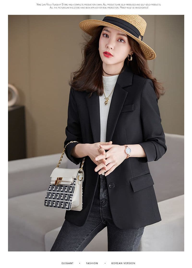 봄 가을 새로운 한국 스타일 품격 패션 다용도 디자인 센스 작은 대중 정장 브라운 작은 양복 여성 코트 상세 이미지 21