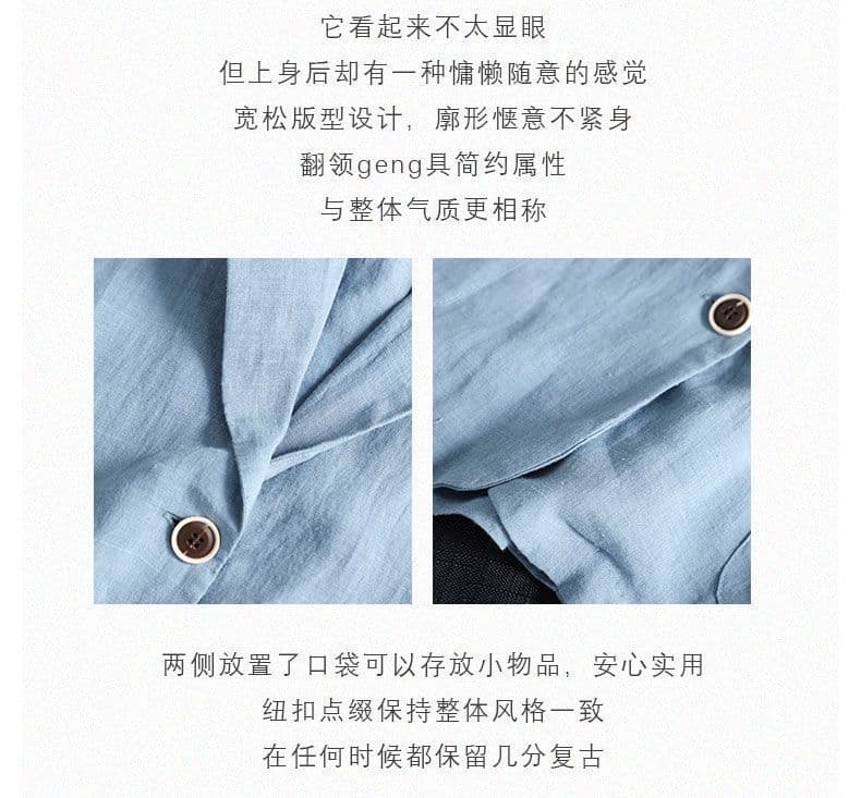 한국 스타일 면 린넨 정장 짧은 외투 여성 봄 가을 새로운 문예 빅 사이즈 루즈핏 캐주얼 긴팔 작은 정장 맨위 상세 이미지 2