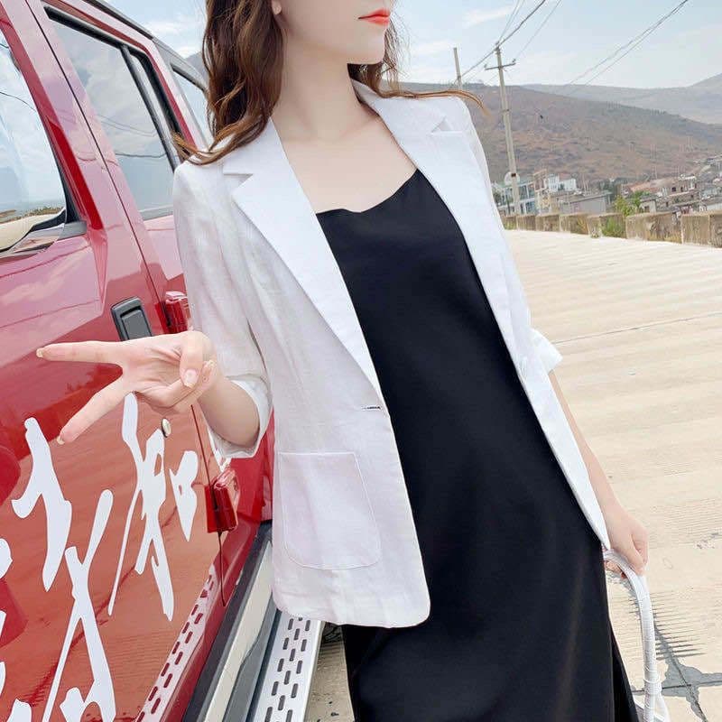 아마 작은 양복 여성 재킷 얇은 스타일 봄 여름 면 린넨 정장 한국 스타일 자외선 차단 복 캐주얼 영국식 바람 여성 상세 이미지 9