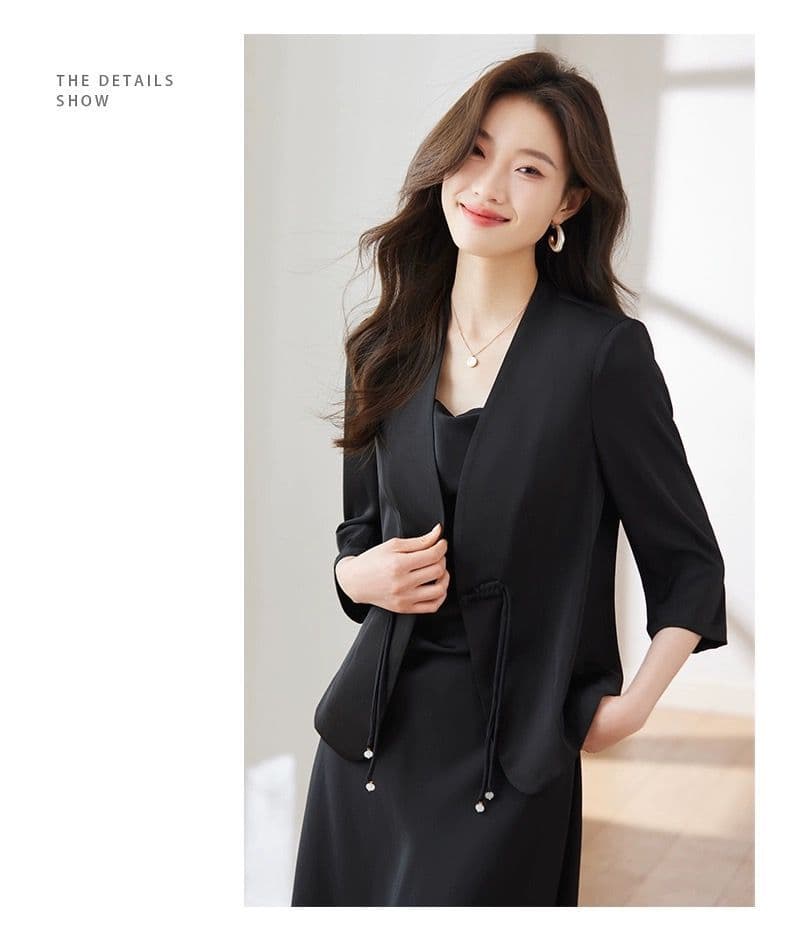 작은 키 정장 여성 코트 7부 소매 단추 봄 여름 가을 여성 의류 얇은 스타일 작은 정장 새로운 중식 맨위 국풍 상세 이미지 15