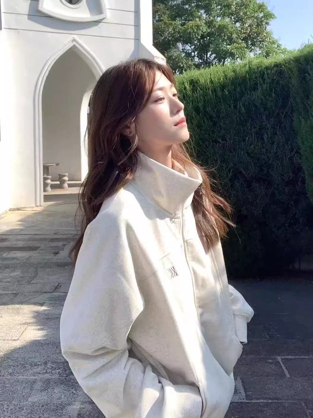 한국 스타일 면 복합 스탠드 칼라 오픈 가디건 후드티 여성 코트 아메리칸 느긋한 chic 캐주얼 재킷 지퍼 맨위 상세 이미지 4