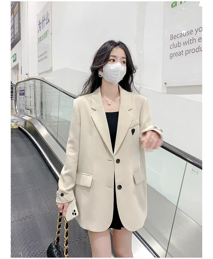 한국 스타일 정장 여성 코트 작은 키 가을 새로운 고급 센스 튀김 거리 캐주얼 하트 막대기 표준 정장 상세 이미지 7