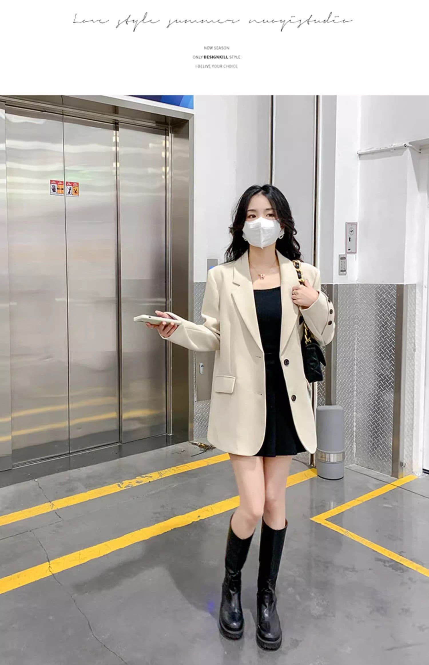 한국 스타일 정장 여성 코트 작은 키 가을 새로운 고급 센스 튀김 거리 캐주얼 하트 막대기 표준 정장 상세 이미지 17