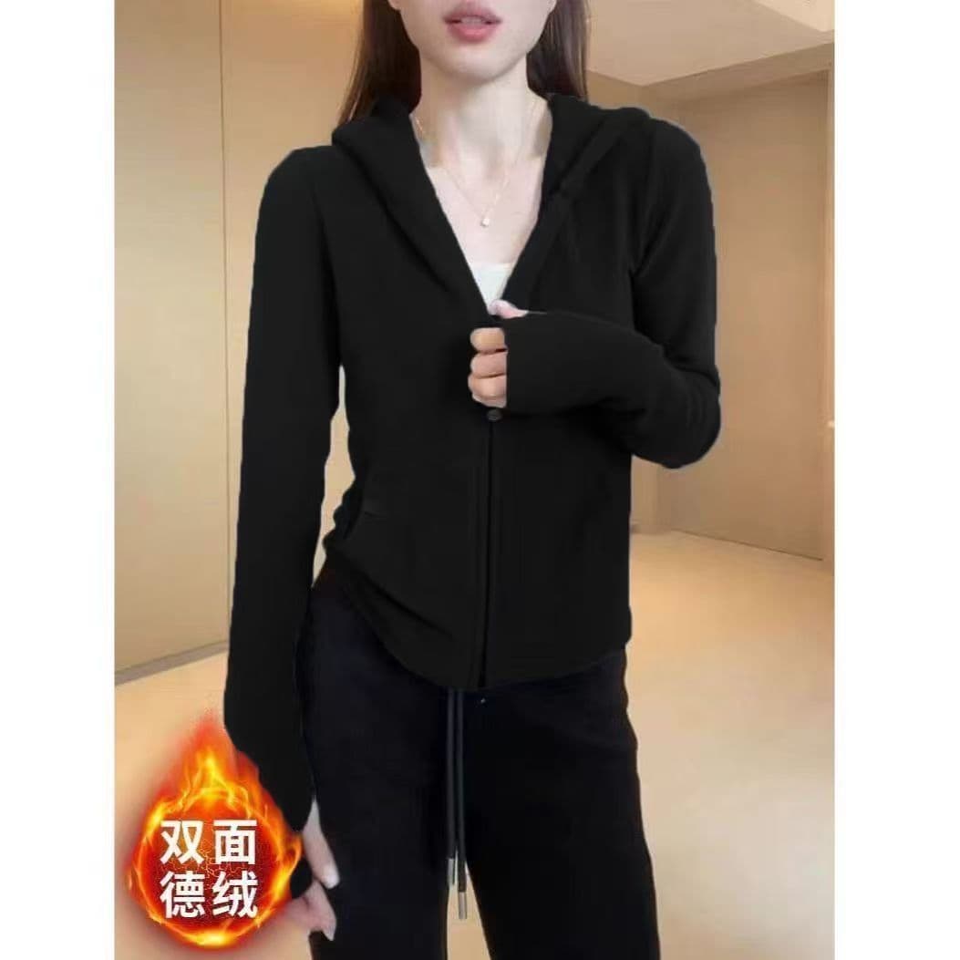 한국 스타일 디자인 센스 지퍼 후드 티 스웨터 여성 의류 가을 겨울철 새로운 몸매 가꾸기 다용도 재킷 미니멀리즘 맨위 상세 이미지 8