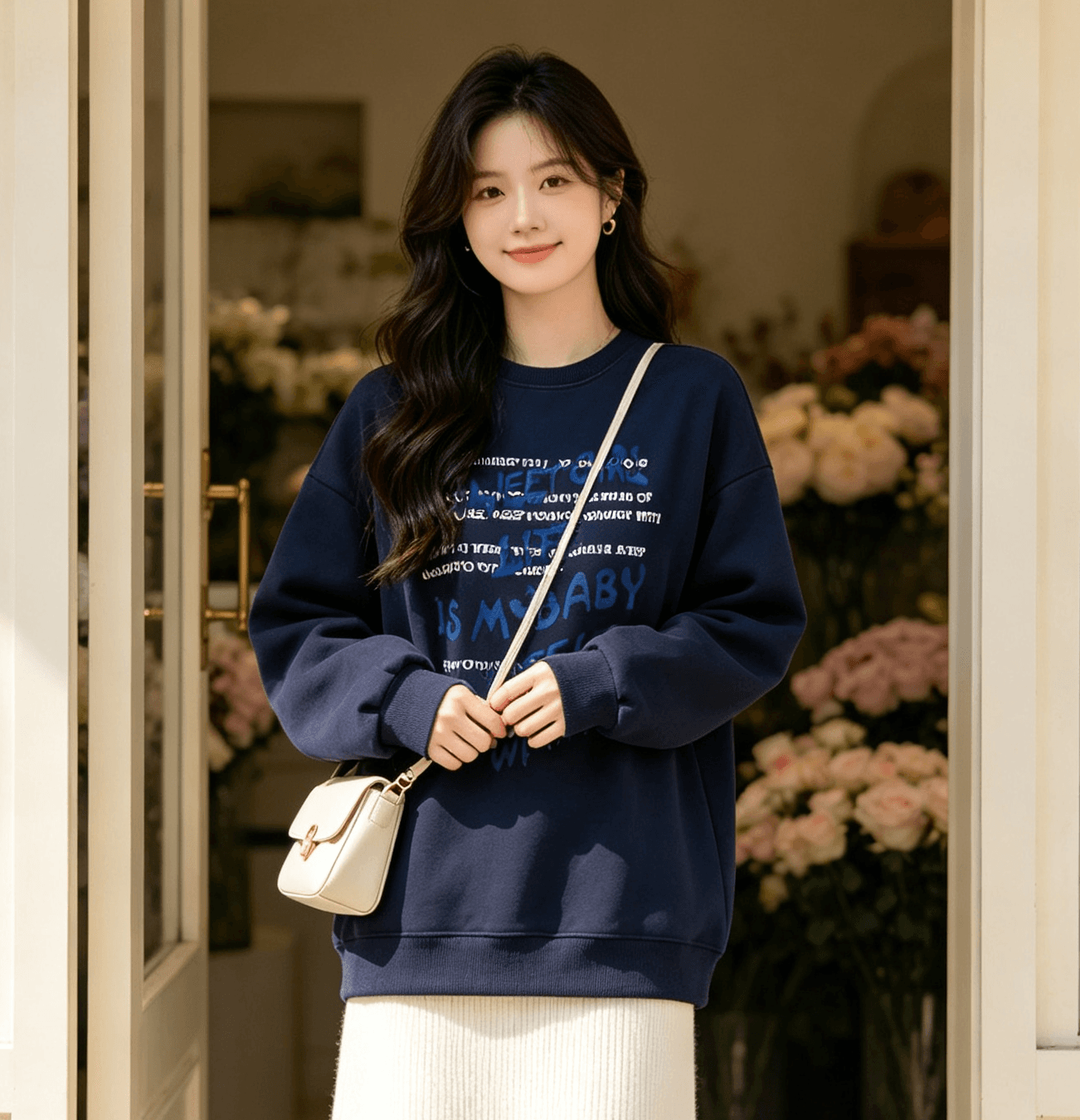 한국 스타일 루즈핏 빅 사이즈 라운드 넥 후드티 여성 가을 다용도 연령 감소 맨위 재킷 상세 이미지 5