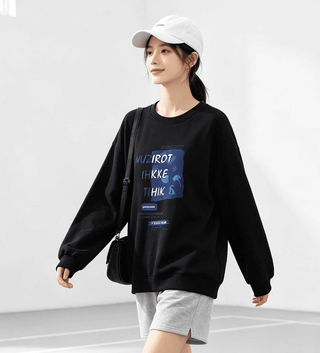 한국 스타일 루즈핏 빅 사이즈 라운드 넥 후드티 여성 가을 다용도 연령 감소 맨위 재킷 상세 이미지 11