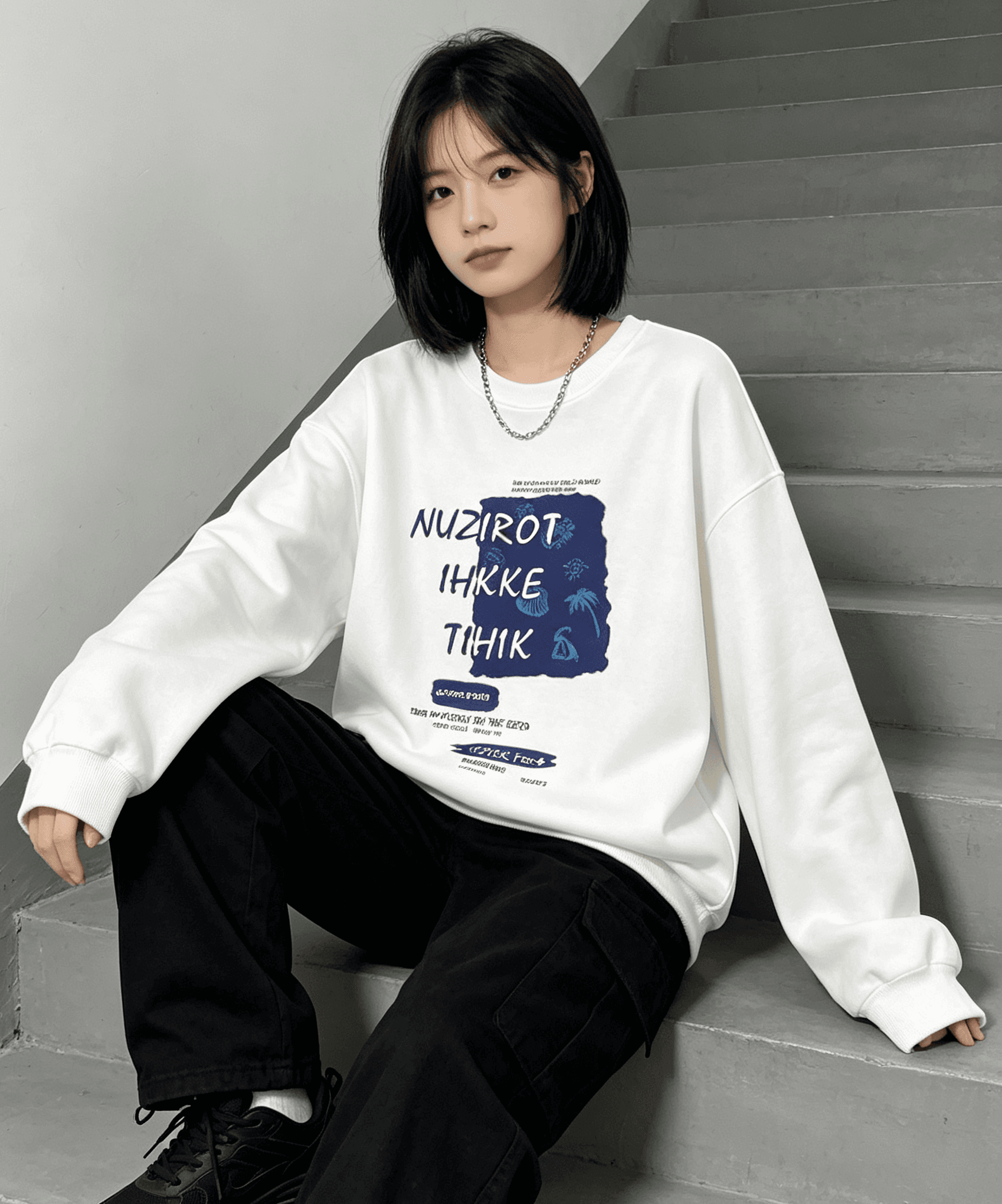 한국 스타일 루즈핏 빅 사이즈 라운드 넥 후드티 여성 가을 다용도 연령 감소 맨위 재킷 상세 이미지 14