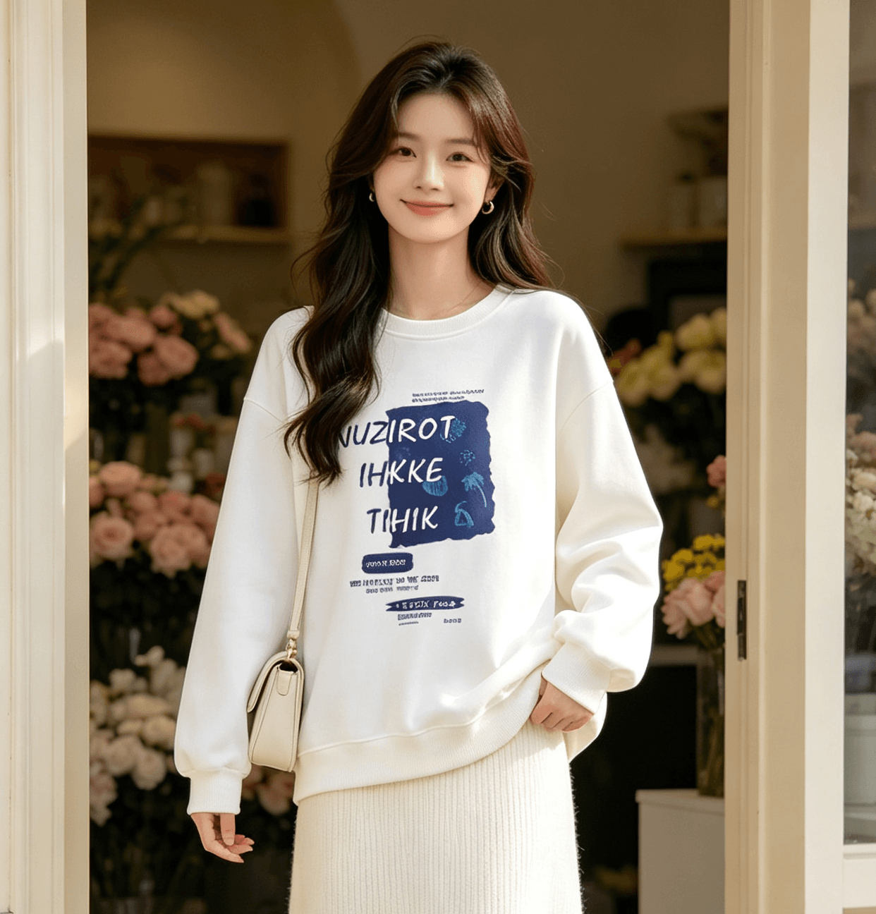한국 스타일 루즈핏 빅 사이즈 라운드 넥 후드티 여성 가을 다용도 연령 감소 맨위 재킷 상세 이미지 15