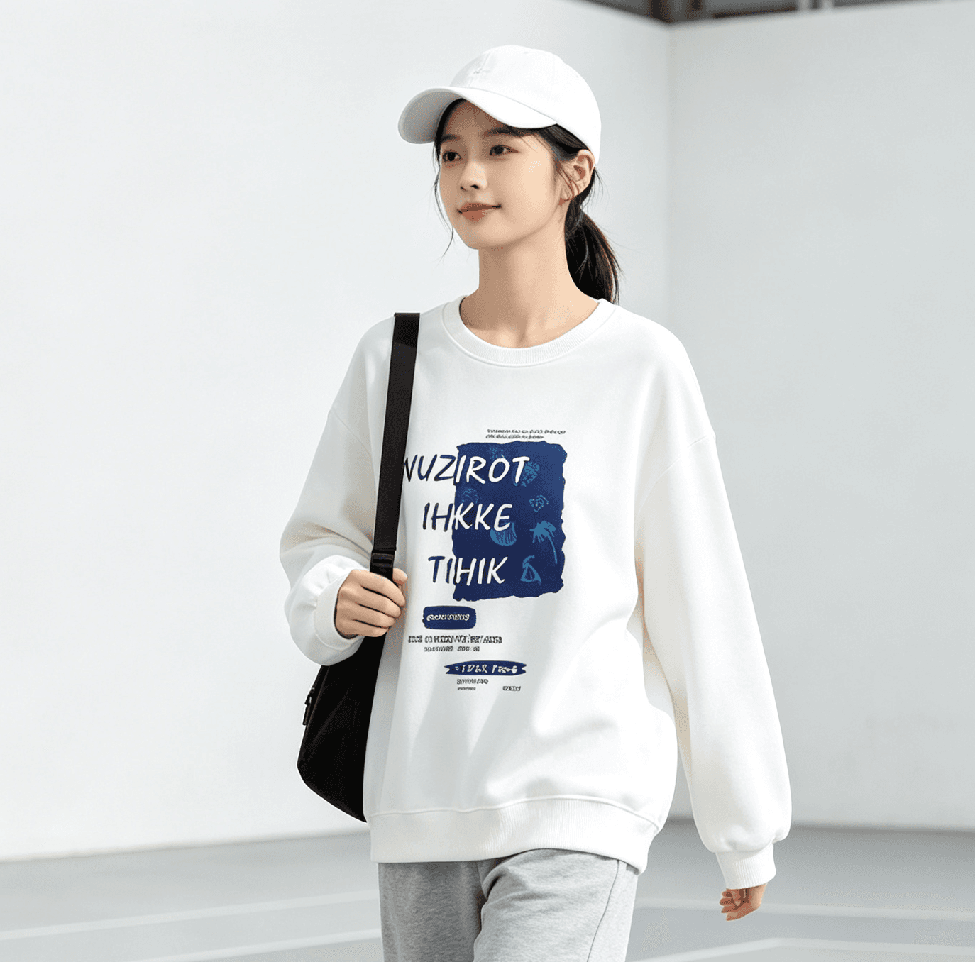 한국 스타일 루즈핏 빅 사이즈 라운드 넥 후드티 여성 가을 다용도 연령 감소 맨위 재킷 상세 이미지 16