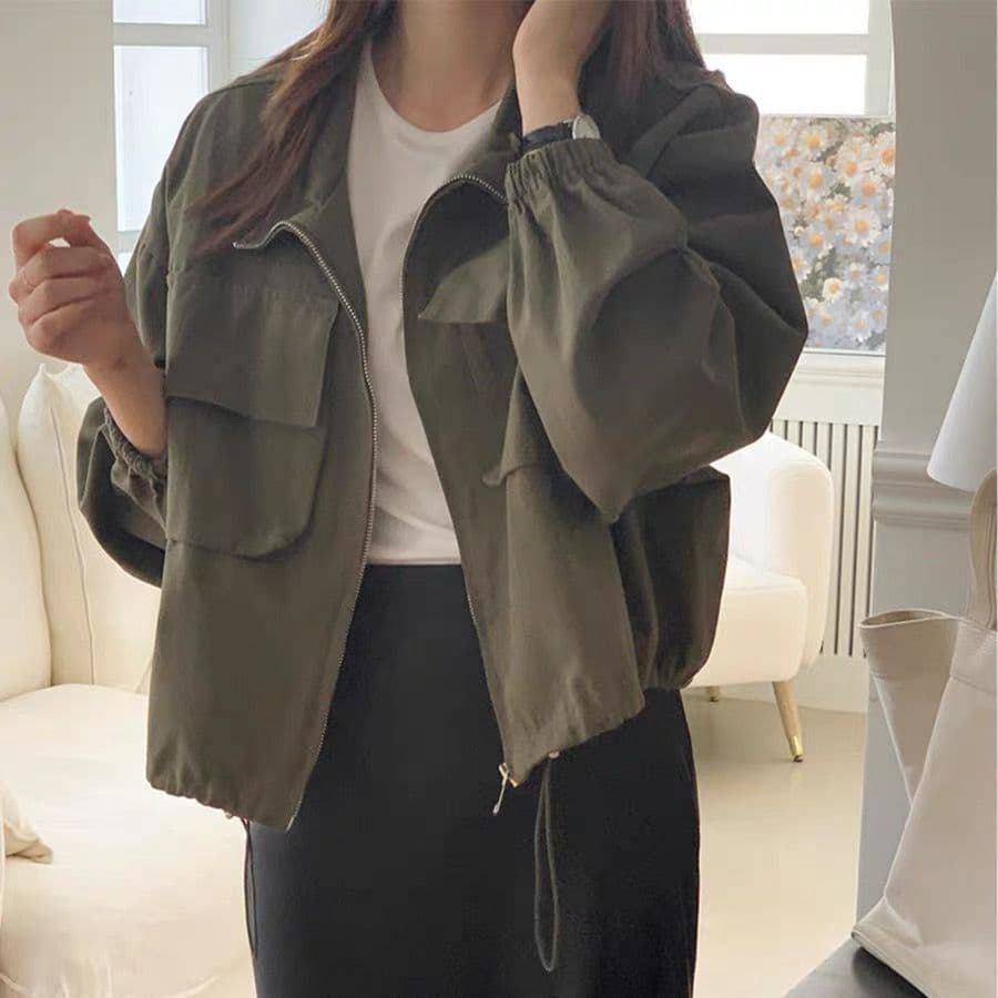 한국 chic 가을 새로운 야구 빅 포켓 BF 바람 캐주얼 지퍼 워크웨어 짧은 재킷 스탠드 칼라 재킷 맨위 이미지 3