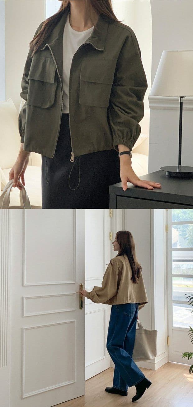 한국 chic 가을 새로운 야구 빅 포켓 BF 바람 캐주얼 지퍼 워크웨어 짧은 재킷 스탠드 칼라 재킷 맨위 상세 이미지 6