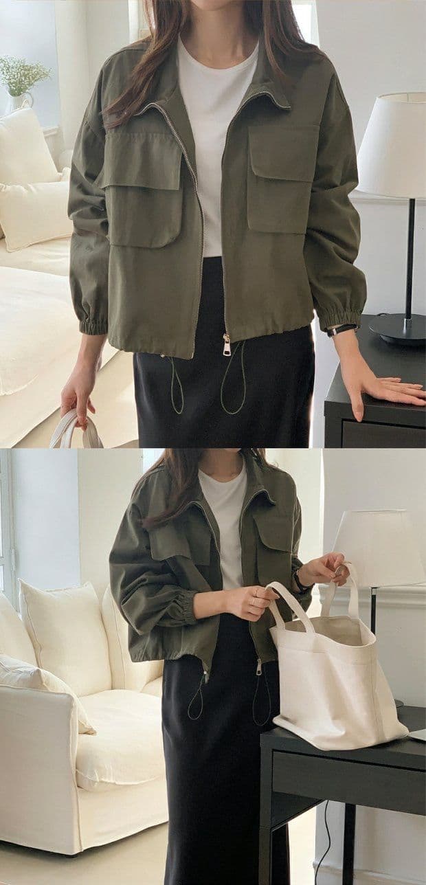 한국 chic 가을 새로운 야구 빅 포켓 BF 바람 캐주얼 지퍼 워크웨어 짧은 재킷 스탠드 칼라 재킷 맨위 상세 이미지 9