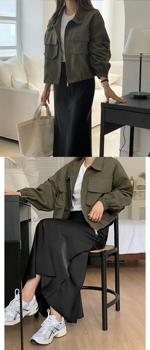 한국 chic 가을 새로운 야구 빅 포켓 BF 바람 캐주얼 지퍼 워크웨어 짧은 재킷 스탠드 칼라 재킷 맨위 상세 이미지 10