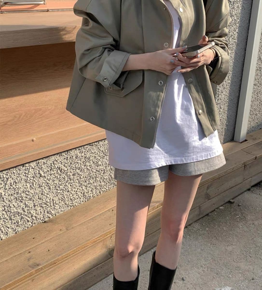 한국 chic 봄 가을 레트로 잘 생긴 폴로 칼라 지퍼 디자인 루즈핏 다용도 긴팔 오토바이 서비스 맨위 재킷 상세 이미지 6