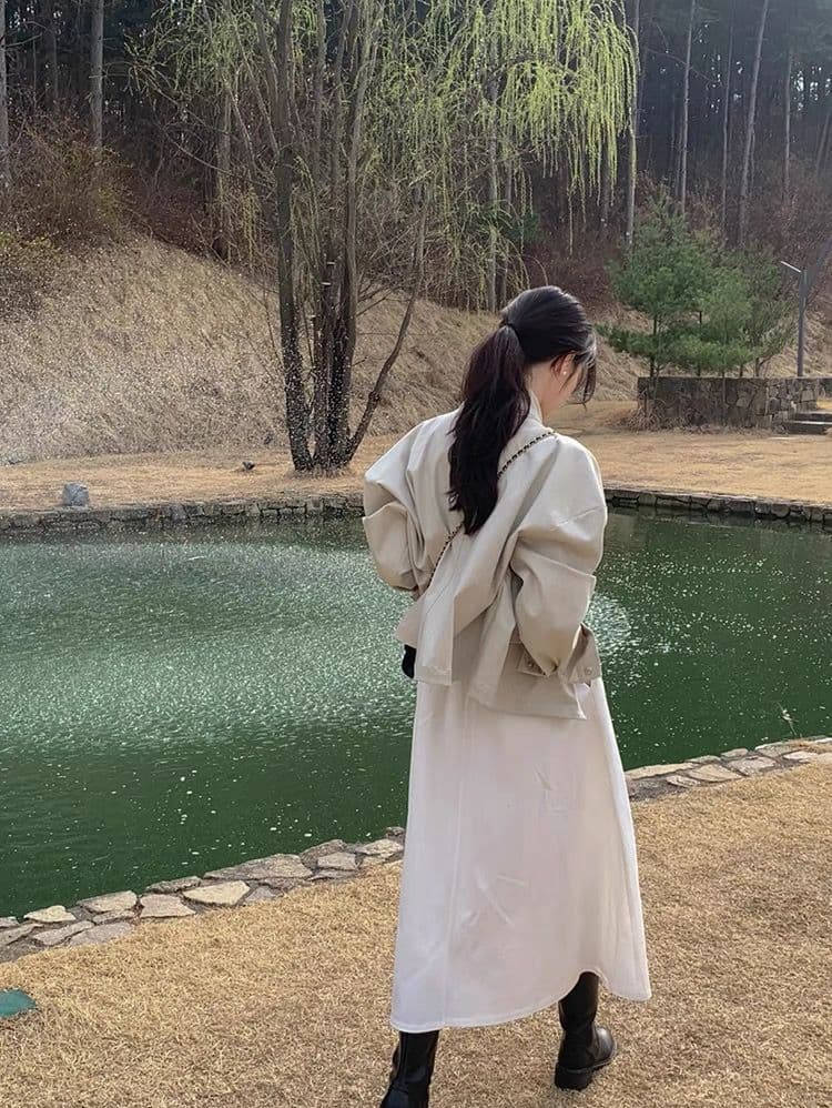 한국 chic 봄 가을 레트로 잘 생긴 폴로 칼라 지퍼 디자인 루즈핏 다용도 긴팔 오토바이 서비스 맨위 재킷 상세 이미지 21