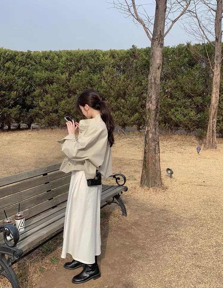 한국 chic 봄 가을 레트로 잘 생긴 폴로 칼라 지퍼 디자인 루즈핏 다용도 긴팔 오토바이 서비스 맨위 재킷 상세 이미지 22
