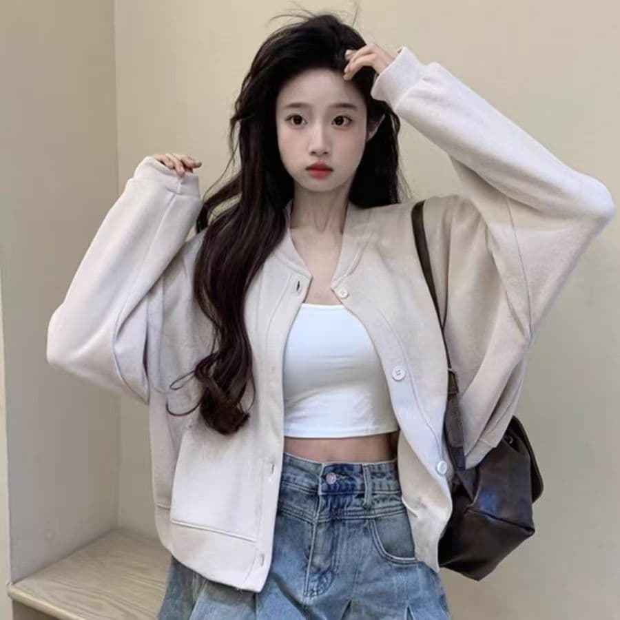 아메리칸 레트로 야구 오픈 가디건 후드티 재킷 여성 의류 이른 봄 새로운 학생 트렌드 루즈핏 얇은 스타일 재킷 맨위 상세 이미지 12
