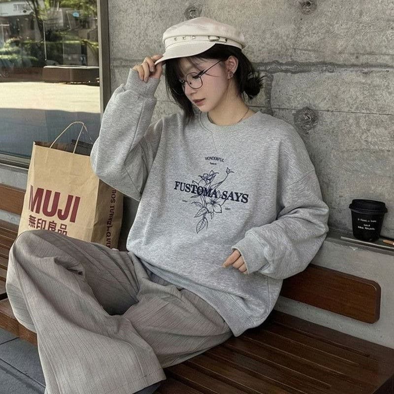 한국 스타일 라운드 넥 후드티 여성 가을 루즈핏 연령 감소 재킷 맨위 이미지 5
