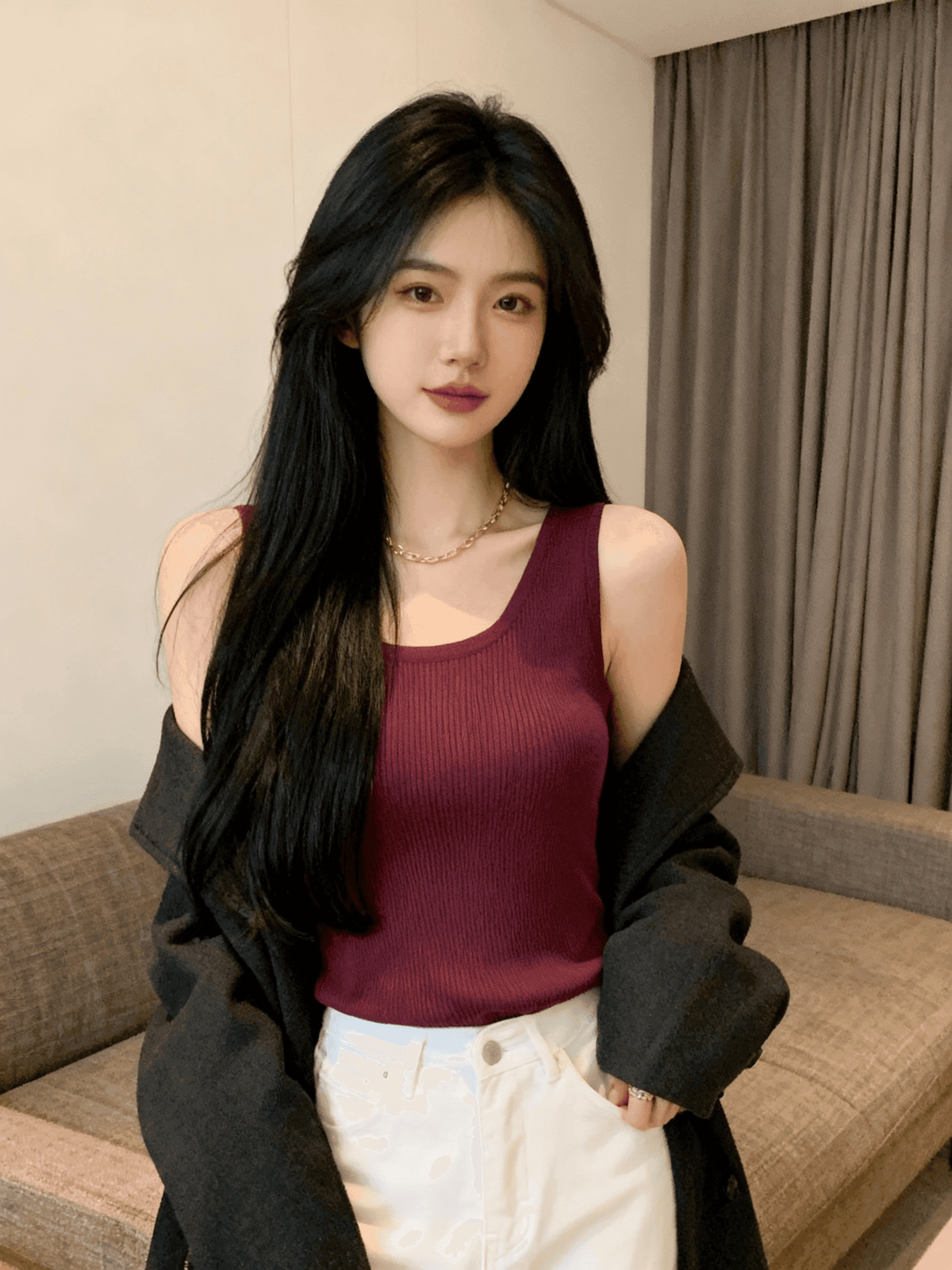 실사 캐미솔 여름 인사이드 가져 가라. 2026 새로운 쇼트 스타일 화이트 니트 만나는 맨위 외출용 ins 상세 이미지 36