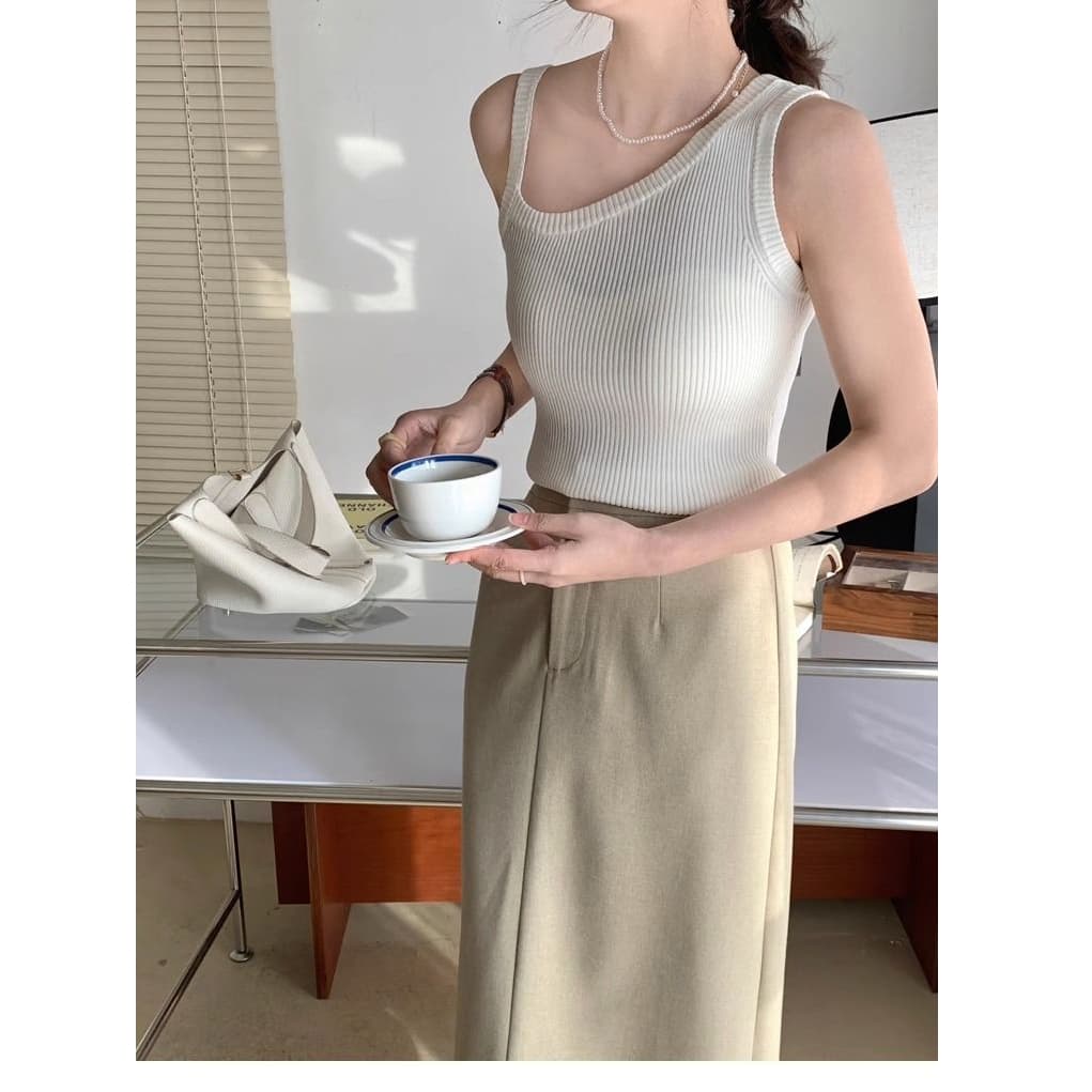 불규칙 캐미솔 여름 인사이드 가져 가라. 만나는 디자인 센스 작은 대중 한국 스타일 다용도 아름다움 뒤로 민소매 맨위 외출용 이미지 5