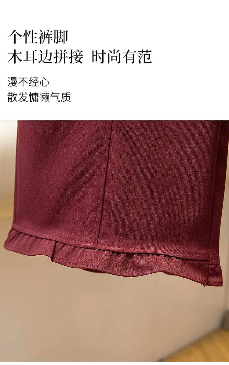 가을 겨울 빅 사이즈 여성 의류 새로운 캐주얼 다용도 허리밴드 루즈핏 슬림해 보이는 꽃밭 바지 디자인 와이드 레그 팬츠 롱 바지 상세 이미지 13