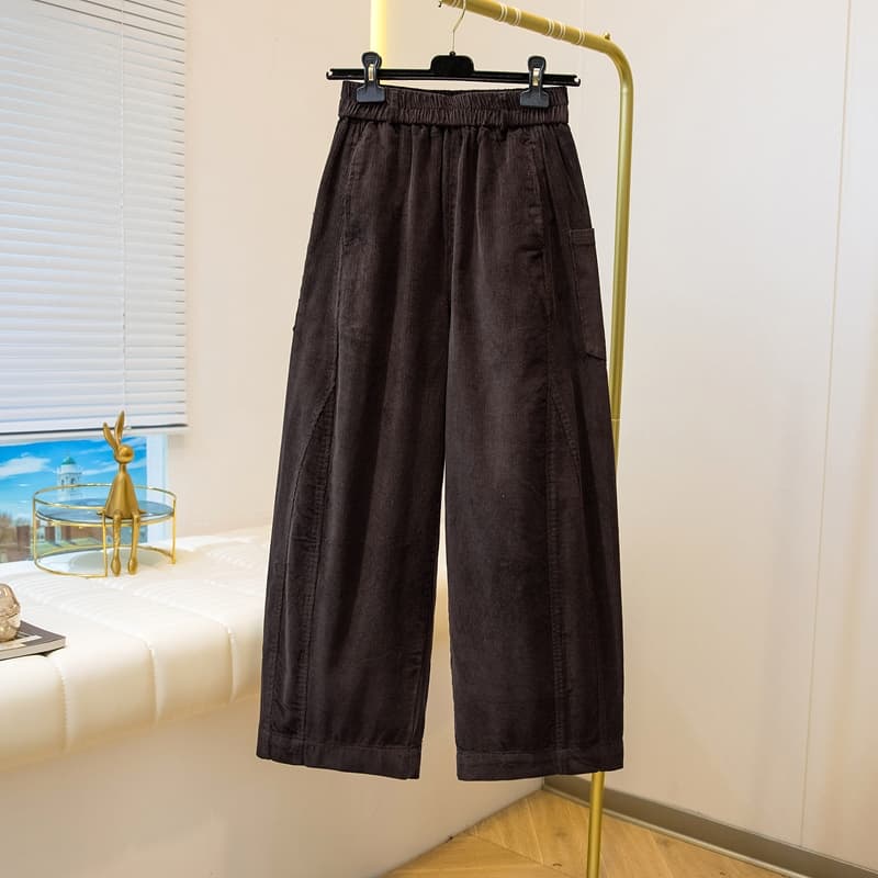 2026 가을 겨울 새로운 빅 사이즈 200 kg 미니멀리즘 코듀로이 루즈핏 넓은 다리 트렌드 운동 바지 캐주얼 스트레이트 팬츠 이미지 2