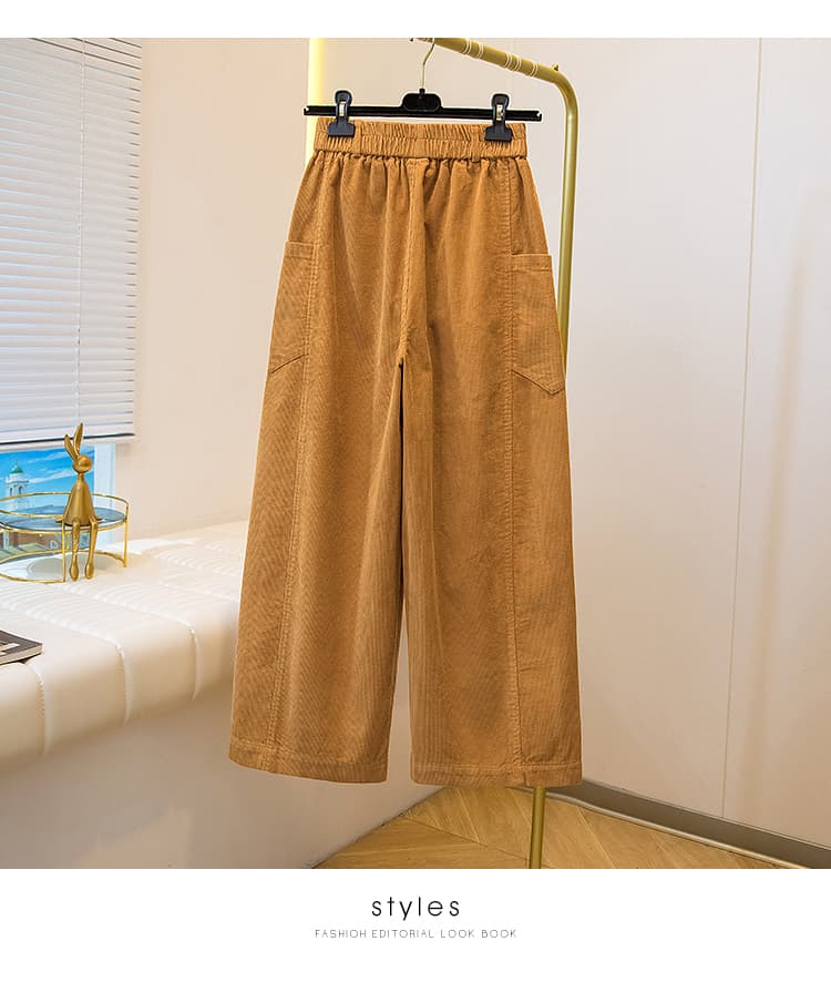 2026 가을 겨울 새로운 빅 사이즈 200 kg 미니멀리즘 코듀로이 루즈핏 넓은 다리 트렌드 운동 바지 캐주얼 스트레이트 팬츠 상세 이미지 16