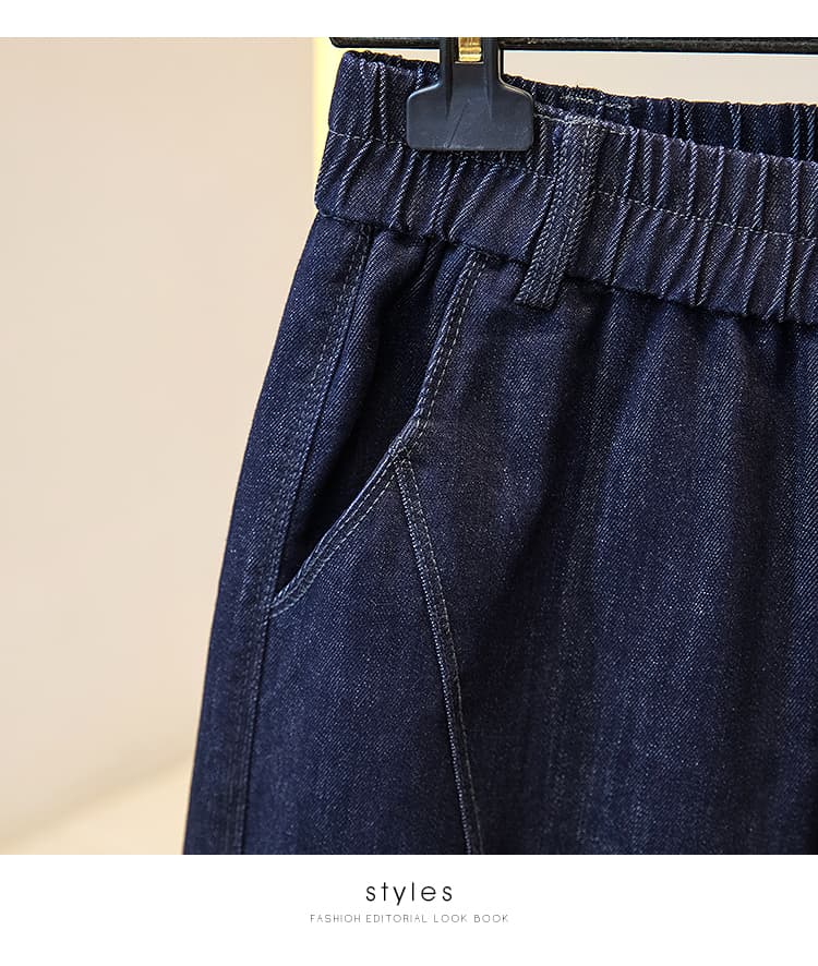 가을 겨울 새로운 허리밴드 청바지 여성 루즈핏 지방 mm 표지 고기 슬림해 보이는 하렘 바지 빅 사이즈 허리 수축 모통이 칼 바지 상세 이미지 16