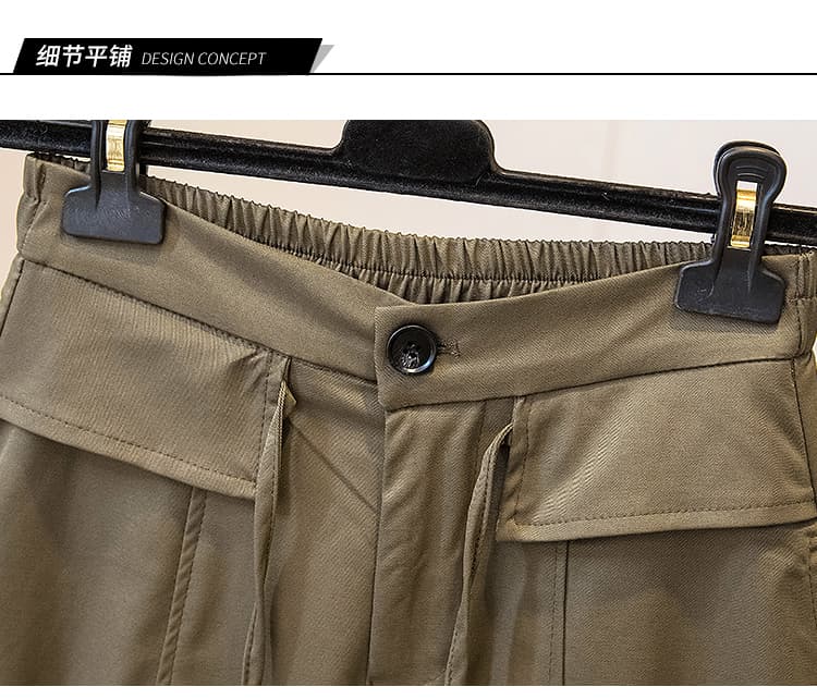 와이드 레깅스 바지 가을 새로운 캐주얼 등 허리 밴딩 자연 허리 도루 센스 루즈핏 느긋한 야마모토 바지 워크웨어 여성 의류 상세 이미지 20
