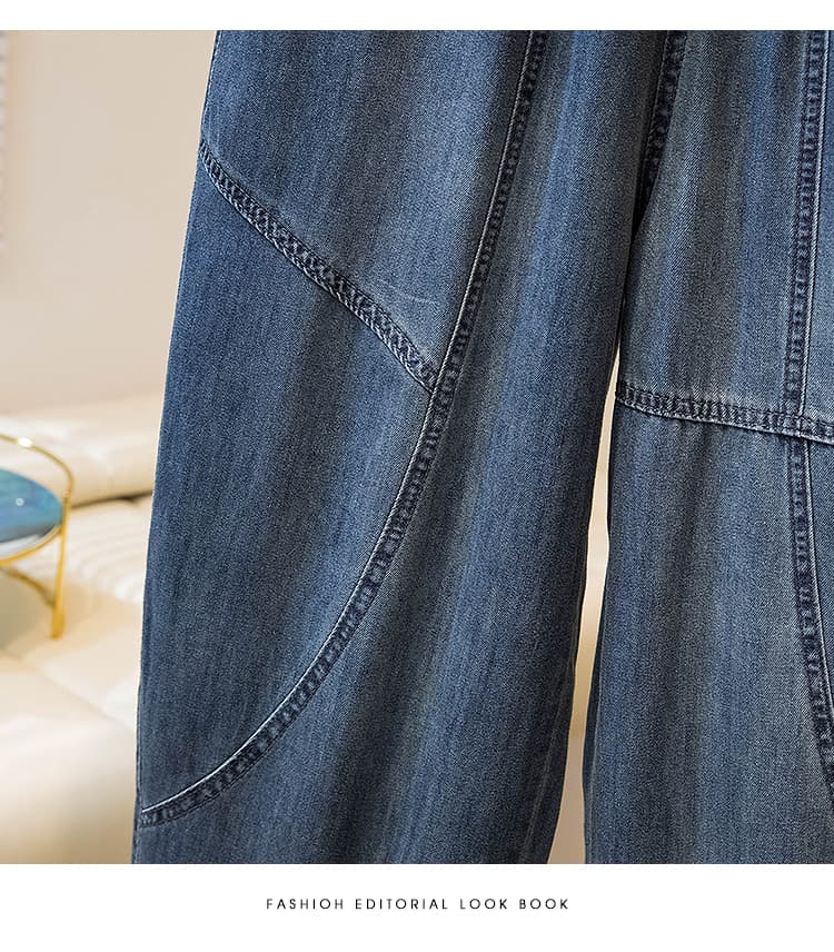 가을 새로운 루즈핏 청바지 여성 하렘 바지 레트로 분할선 캐주얼 무 바지 패션 슬림해 보이는 9부 바지 상세 이미지 23
