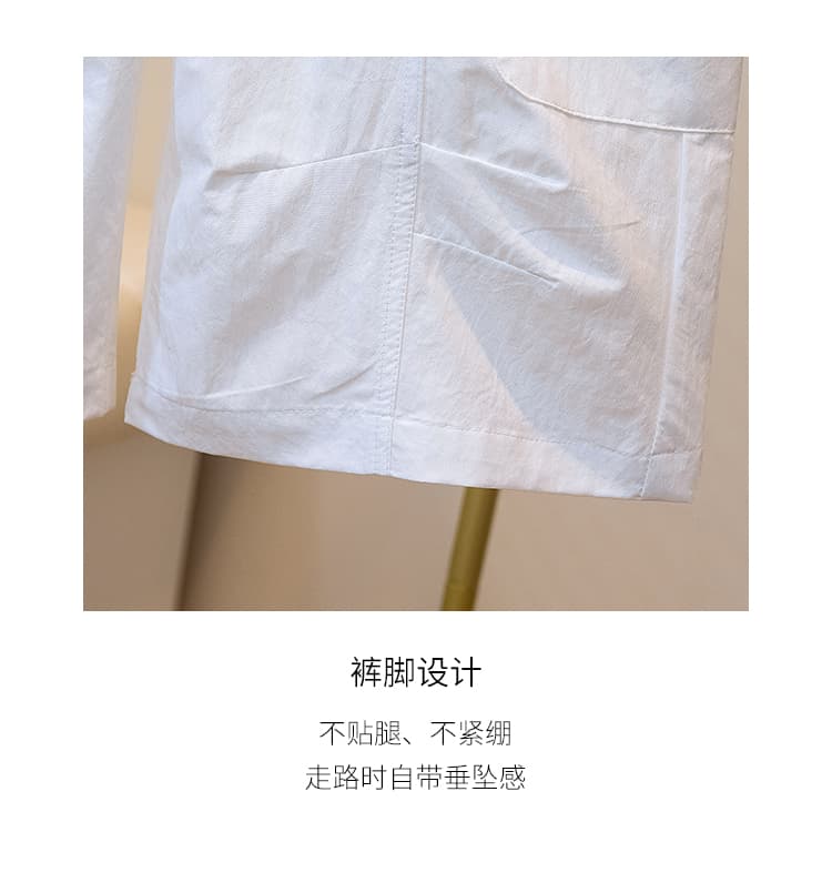여름 얇은 스타일 빅 포켓 캐주얼 6 점 바지 XL 여성 의류 루즈핏 편안함 다용도 연령 감소 밴딩 워크웨어 팬츠 상세 이미지 7
