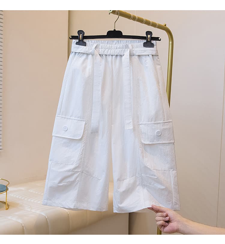 여름 얇은 스타일 빅 포켓 캐주얼 6 점 바지 XL 여성 의류 루즈핏 편안함 다용도 연령 감소 밴딩 워크웨어 팬츠 상세 이미지 14
