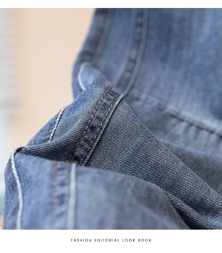 봄 가을 얇은 스타일 루즈핏 넓은 다리 청바지 새로운 문예 허리밴드 빅 사이즈 루즈핏 슬림해 보이는 표지 고기 캐주얼 바지 상세 이미지 23